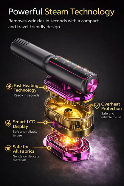 Ironix Pro™ Portable Garment Steamer 2-in-1 Steam Iron for Wrinkle-Free Clothes